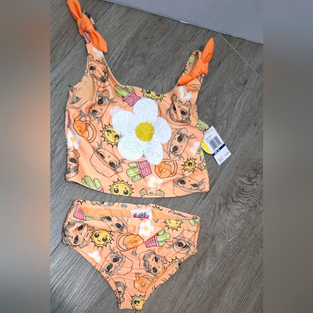 LOL Surprise 2 Peice Swimsuit Girls size 6X NWT 50+ UPF Sun Protection